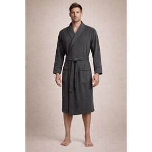 NWT Men's Noble Mount Premium Stretch Jersey Robe L/XL Gray Classic Lounge Soft
